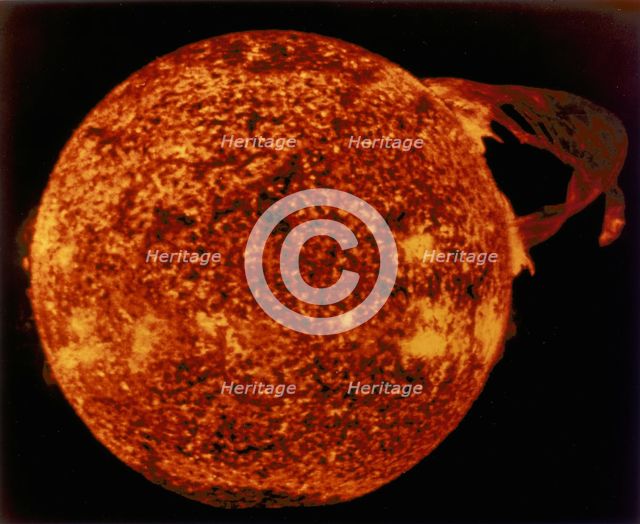 Large solar prominence in extreme ultraviolet light, 1973.  Creator: Unknown.