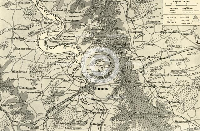 'Large Scale Map of First Phase of the Struggle for Verdun', 1916. Creator: Unknown.