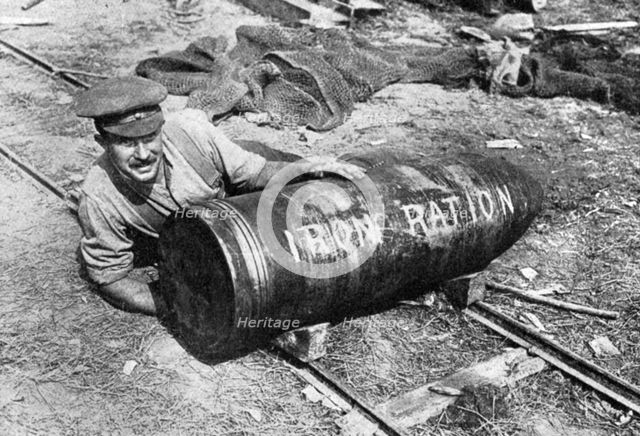 Large shell on its way to the front, First World War, 1914-1916, (c1920). Artist: Unknown