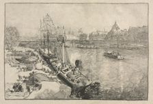 [Large Steamer Ship at Dock, Paris]. Creator: Auguste Louis Lepère (French, 1849-1918)