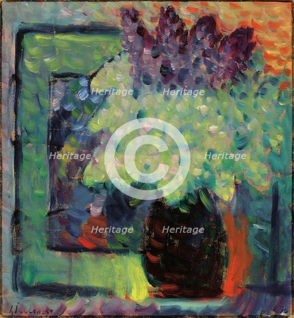 Large still life (Lilac bouquet in vase), 1936. Creator: Javlensky, Alexei, von (1864-1941).
