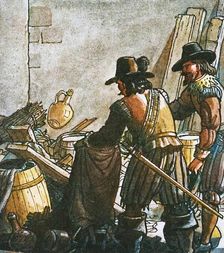 Large stones and the iron bars and other tools used in the mining operations... c1934. Creator: Unknown