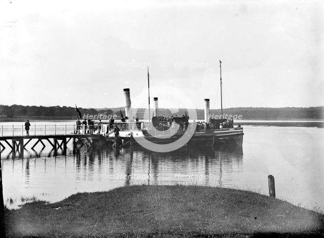 Large paddle steamer taking on passengers, River Beaulieu, Beaulieu, Hampshire, c1860-c1922.  Artist: Henry Taunt