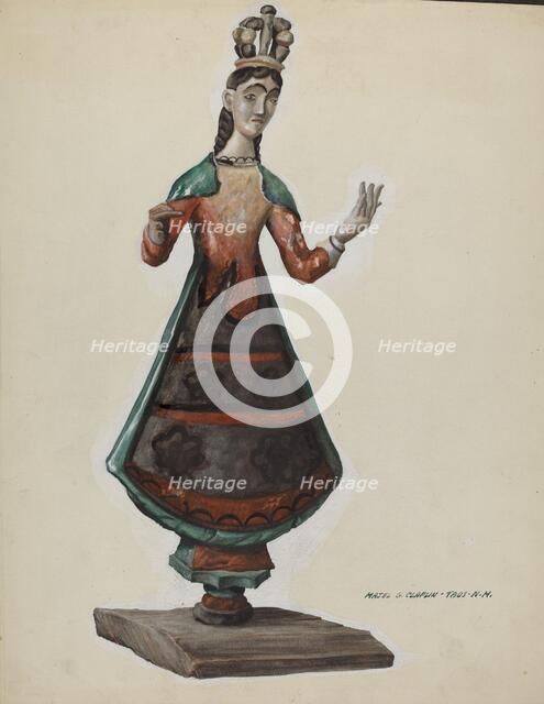 Large Painted Wooden Saint-Virgin Mary, c. 1937. Creator: Majel G. Claflin.
