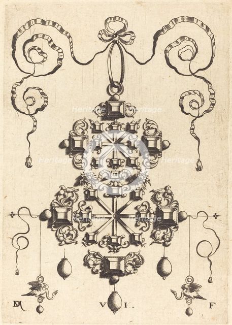 Large Pendant with Two Double Crosses, Surrounded by Six Large and Sixteen Small... Creator: Daniel Mignot.