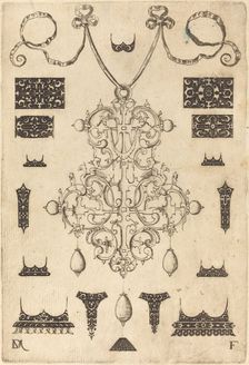 Large Pendant with Three Drops Below, Surrounded by Fifteen Different Studs, 1593. Creator: Daniel Mignot