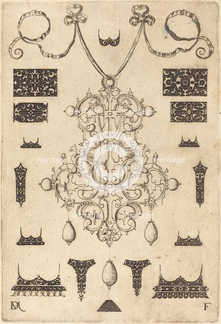 Large Pendant with Three Drops Below, Surrounded by Fifteen Different Studs, 1593. Creator: Daniel Mignot.