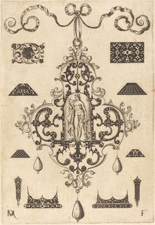 Large Pendant, Faith Standing at Centre, 1593. Creator: Daniel Mignot