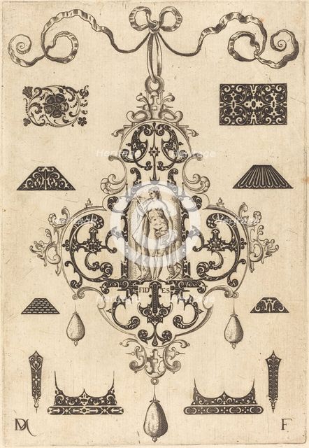 Large Pendant, Faith Standing at Centre, 1593. Creator: Daniel Mignot.