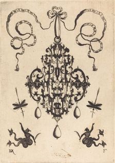 Large Pendant, Lower Left and Right Two Creatures of the Sea, 1596. Creator: Daniel Mignot
