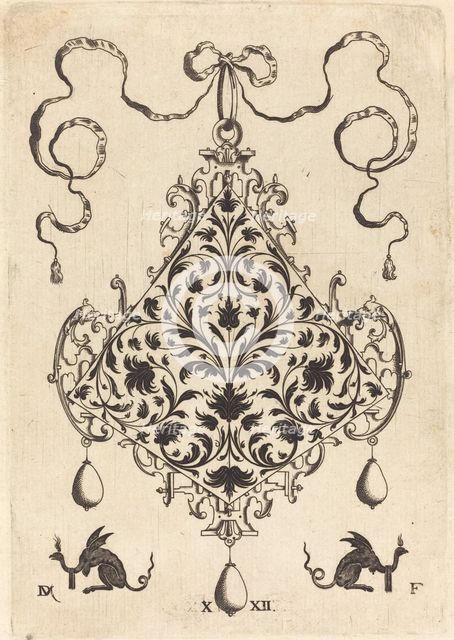 Large Pendant, Ornamental Foliage Design, 1596. Creator: Daniel Mignot.