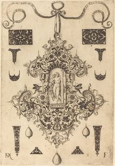Large Pendant, Strength Standing at Centre, 1593. Creator: Daniel Mignot