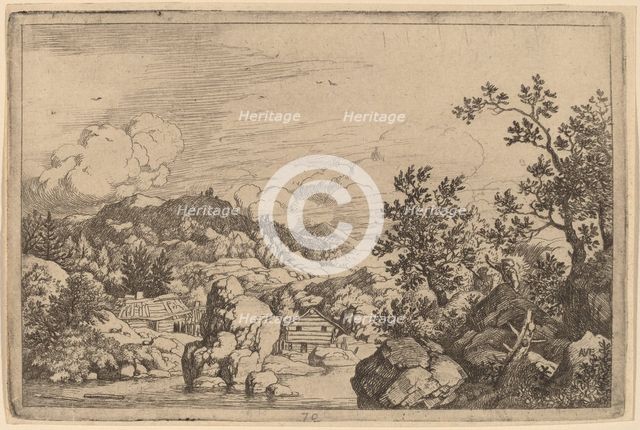 Large Rock Projecting from a River, probably c. 1645/1656. Creator: Allart van Everdingen.