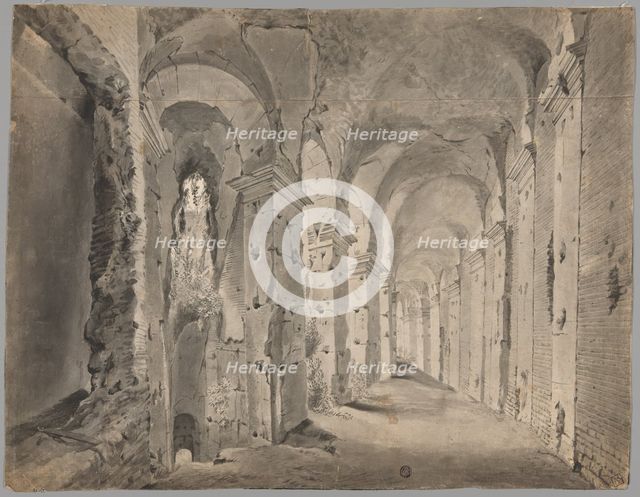 Large Ruined Portico or Corridor (recto), c.1600. Creator: Unknown.
