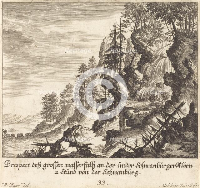 Large Waterfall, Schwanburg, 1681. Creator: Melchior Küsel.