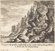 Large Waterfall, Schwanburg, 1681. Creator: Melchior Küsel