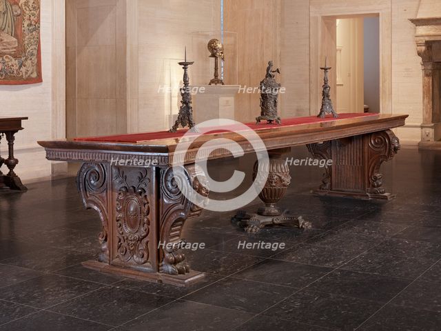 Large Walnut Table with Uberti Arms, c. 1500. Creator: Unknown.