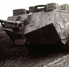 Large tank on the move, c1914-c1918