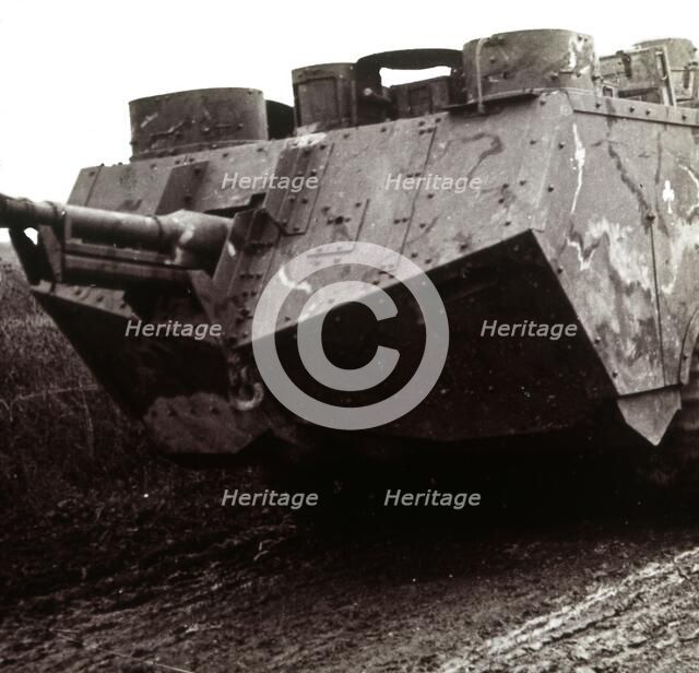 Large tank on the move, c1914-c1918. Artist: Unknown.