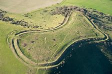 Large univallate Iron Age hillfort at Beacon Hill, Hampshire, 2017. Creator: Damian Grady