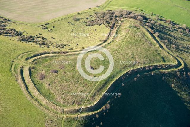 Large univallate Iron Age hillfort at Beacon Hill, Hampshire, 2017. Creator: Damian Grady.