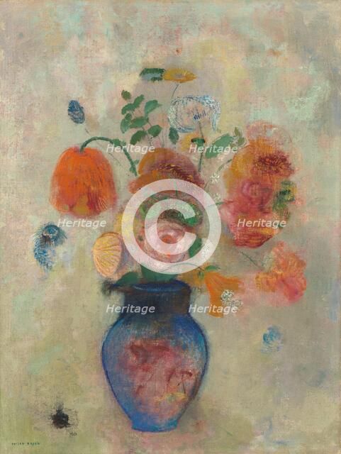 Large Vase with Flowers, c. 1912. Creator: Odilon Redon.