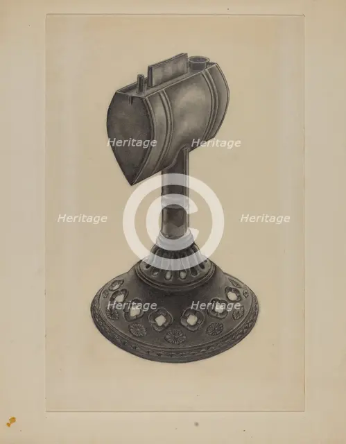 Lard Oil Lamp, 1935/1942. Creator: Milton Grubstein.