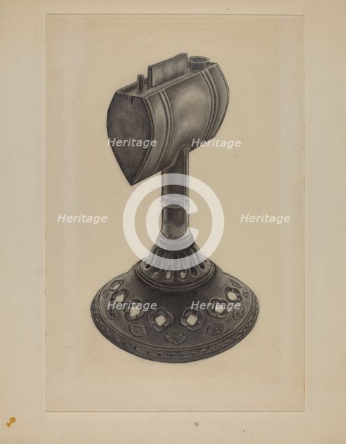Lard Oil Lamp, 1935/1942. Creator: Milton Grubstein.