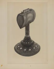 Lard Oil Lamp, 1935/1942. Creator: Milton Grubstein