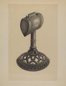 Lard Oil Lamp, c. 1937. Creator: Milton Grubstein