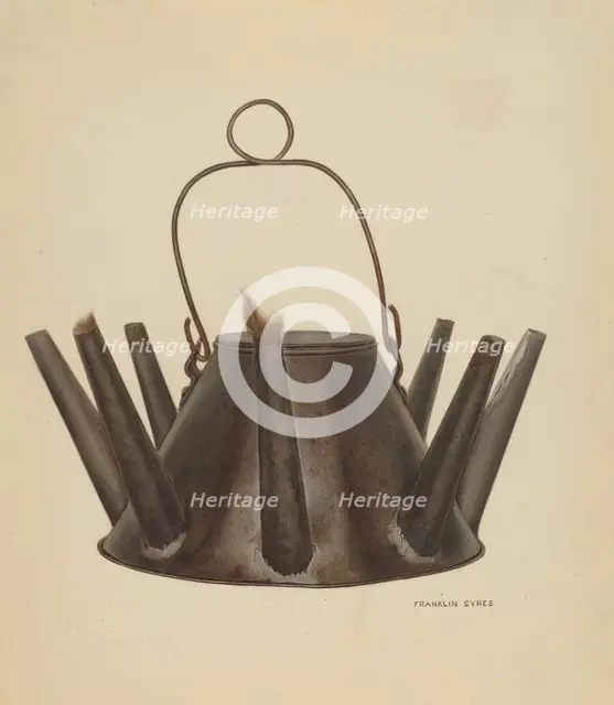 Lard Oil Lamp, c. 1940. Creator: Franklyn Syres.