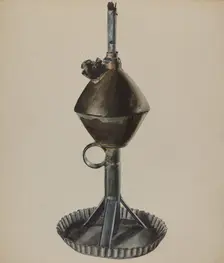 Lard or Whale Oil Lamp, c. 1937. Creator: Ralph Atkinson