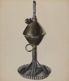 Lard or Whale Oil Lamp, c. 1937. Creator: Ralph Atkinson