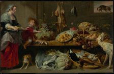 Larder Still Life with Housekeeper and Young Boy, 1636-1638. Creators: Frans Snyders, Workshop of Peter Paul Rubens, Workshop of Frans Snijders