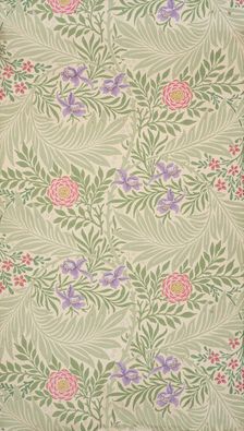 Larkspur. Wallpaper, 1874. Creator: Morris, William (1834-1896)