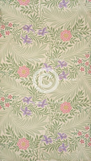 Larkspur. Wallpaper, 1874. Creator: Morris, William (1834-1896).