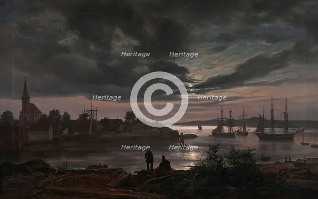 Larvik by Moonlight, 1839. Creator: Johan Christian Dahl.