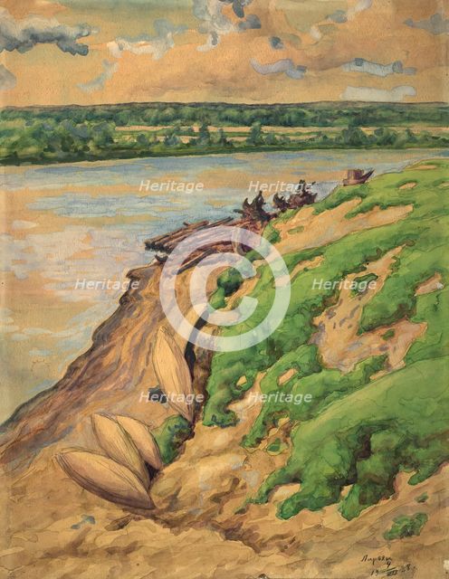 Laryak - Bank of the Vakh River, 1928. Creator: Dmitrii Innokent'evich Karatanov.
