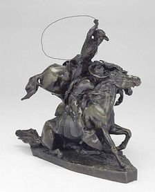 Lassoing Wild Horses, 1898. Creator: Solon H. Borglum