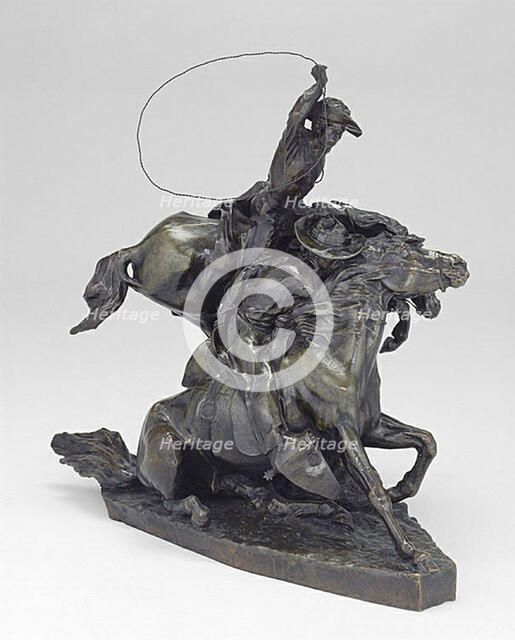 Lassoing Wild Horses, 1898. Creator: Solon H. Borglum.