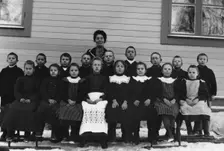 Lassar-Johanna with school class in Lima, 1895-1910. Creator: Per Persson