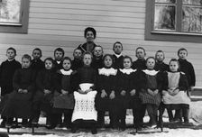 Lassar-Johanna with school class in Lima, 1895-1910. Creator: Per Persson