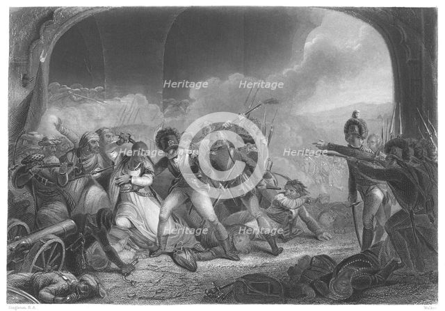 'Last Effort and Fall of Tippoo Sultan', 1799, (mid-19th century). Creator: Unknown.