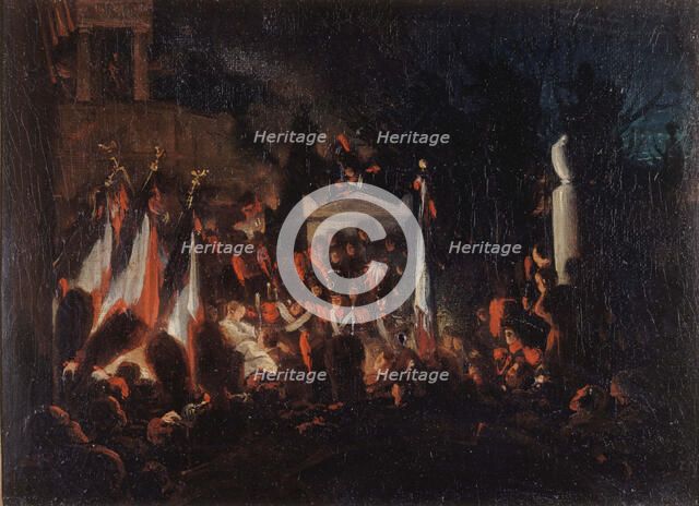 Last honours paid to Benjamin Constant, at Père-Lachaise cemetery, December 12, 1830.  Creator: Unknown.