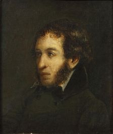 Last lifetime portrait of the poet Alexander Sergeyevich Pushkin (1799-1837), 1837. Creator: Linev, Ivan Loginovich (1770s-1840)