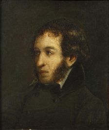Last lifetime portrait of the poet Alexander Sergeyevich Pushkin (1799-1837), 1837. Creator: Linev, Ivan Loginovich (1770s-1840)