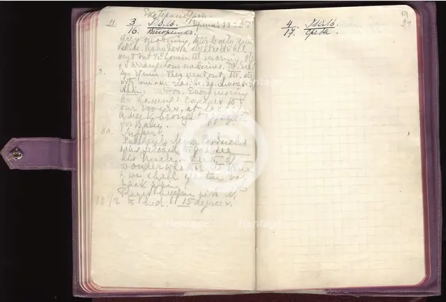 Last page from last diary of Empress Alexandra Fyodorovna, 1918.