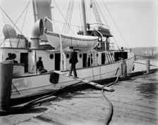 Last pilot going aboard Str. New York, between 1900 and 1905. Creator: Unknown