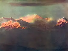 Last Rays of Light on Kinchenjunga c1910