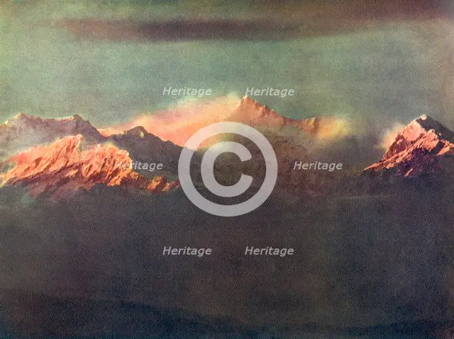 'Last Rays of Light on Kinchenjunga', c1910. Artist: Unknown